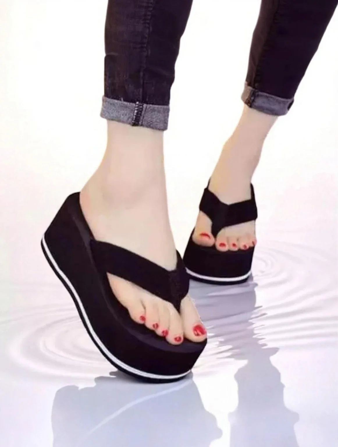 TWO SOFT Stylish Lightweight Comfort Fancy Flip Flops For Girls Slippers Women Slippers (Black , 8)